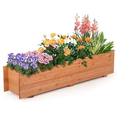 Raised Garden Bed Fir Wood Planter Box W/2 Drainage Holes Elevated Patio Planter (1/5)