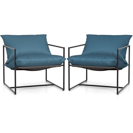 Sling Accent Chairs Set of 2 Outdoor Modern Metal Framed Armchairs