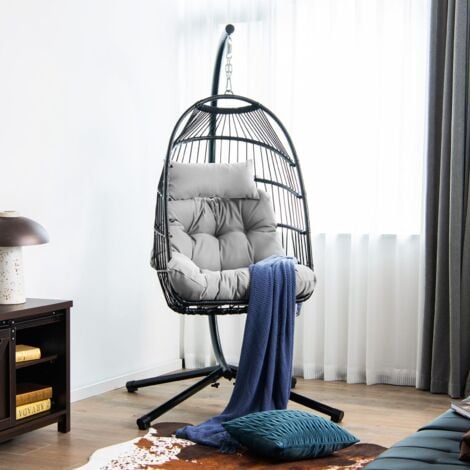 COSTWAY Hanging Swing Egg Chair Hammock Chair W/ Stand & Dust Cover