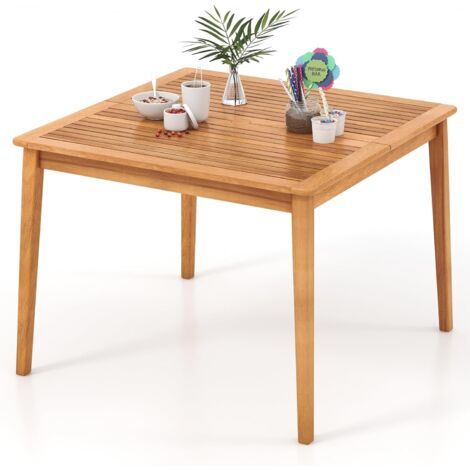 COSTWAY 100 x 100cm Outdoor Acacia Wood Dining Table for 4 People