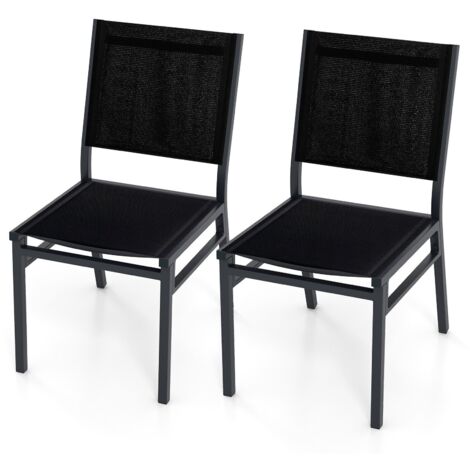 COSTWAY 2Pcs Outdoor Dining Chairs Patio Armless Chair Lightweight Metal Chair