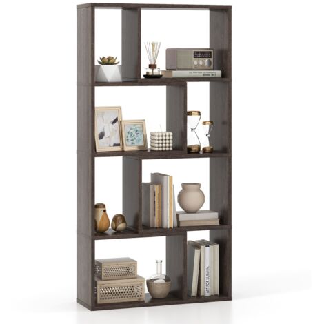 COSTWAY 5-Tier Geometric Bookshelf 120 CM High Bookcase Storage Organizer Grey (1/5)
