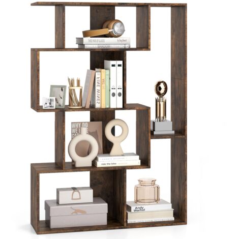 COSTWAY Open-back Geometric Bookshelf Home 6-Cube Large Bookcase-Cafe (1/5)