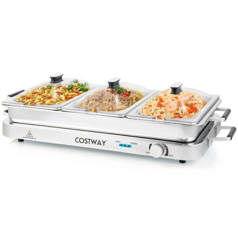 COSTWAY 2 in 1 Portable Electric Buffet Server Tray Electric Warming Temperature Control