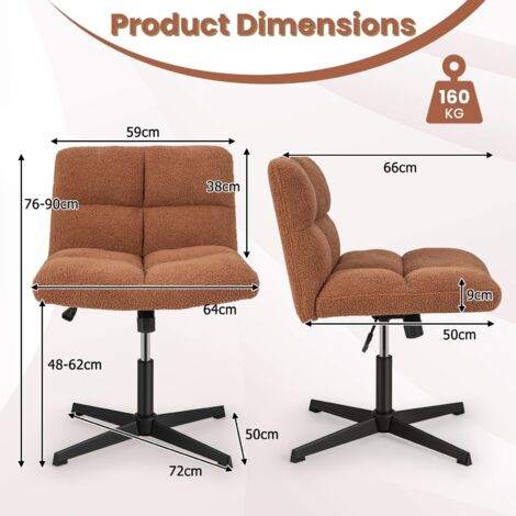 COSTWAY Armless Office Chair Swivel Desk Chair Adjustable Task Vanity Chair-Coffee