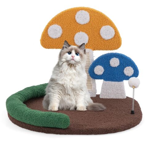 COSTWAY Mushroom Cat Bed Cat Claw Scratcher w/ Wide Large Platform-Color (1/5)