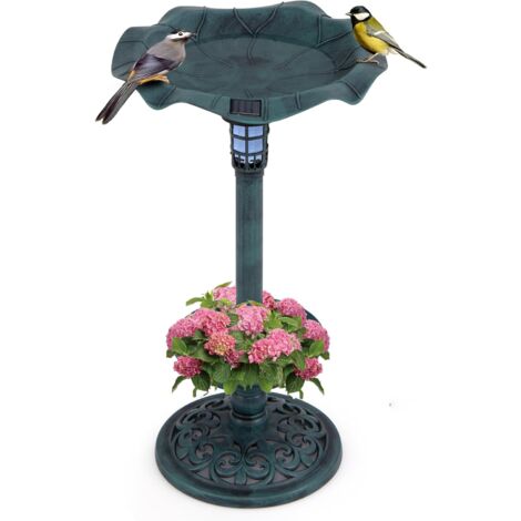 COSTWAY Solar-Powered Bird Bath and Feeder Combo Set for Garden Yard Lawn (1/5)