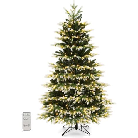 COSTWAY 6FT Pre-Lit Artificial Christmas Tree Hinged XmasTree with 350 LED Lights (1/5)