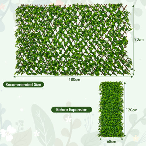 COSTWAY Expandable Fence Privacy Screen Decorative Fencing Panel Indoor Outdoor