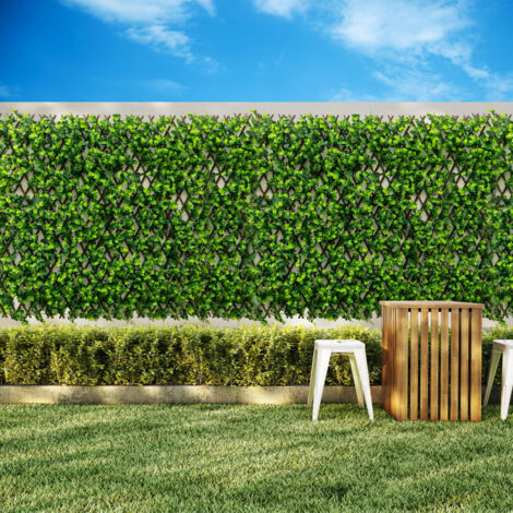 COSTWAY Expandable Fence Privacy Screen Decorative Fencing Panel Indoor Outdoor