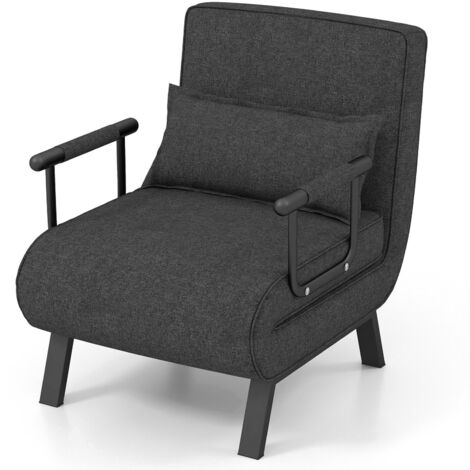 COSTWAY Convertible Single Folding Sofa Bed Sleep Chair 6 Positions Adjustable Backrest (1/5)