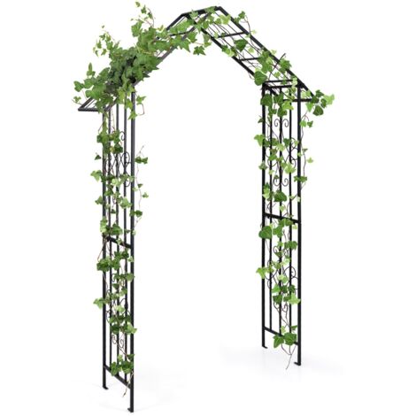 COSTWAY Modern Garden Arbor Garden Trellis Pergola w/Multiple Side Crossbars