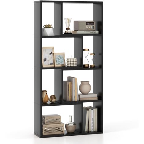 COSTWAY 5-Tier Geometric Bookshelf 120 CM High Bookcase Storage Organizer Black (1/5)