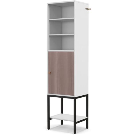 COSTWAY Tall Storage Cabinet Freestanding Cabinet w/Adjustable Shelf-White