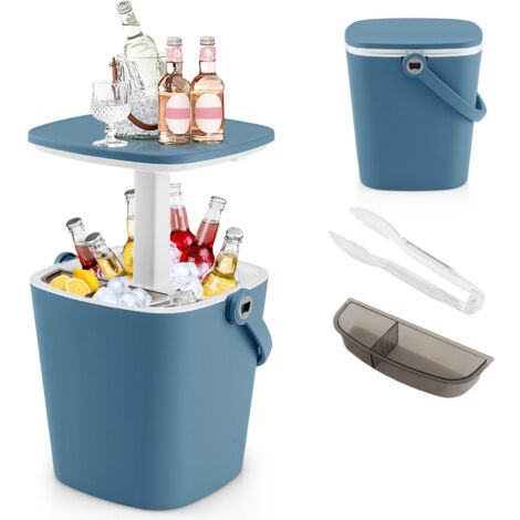 COSTWAY Portable Cooler Side Table 15L Wine Cooler 3-in-1 Outdoor Cocktail Drink Table (1/5)