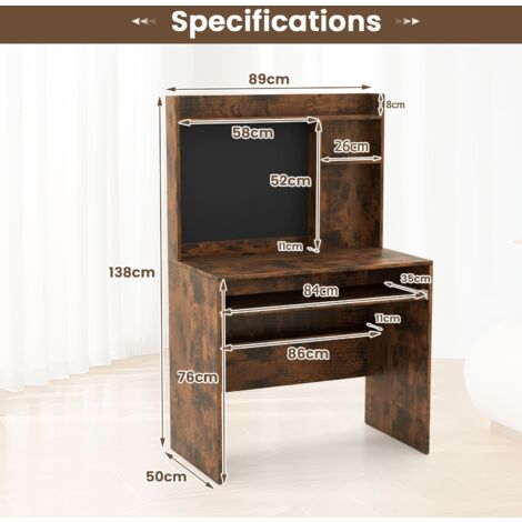 COSTWAY Computer Desk Home Office Desk w/Magnetic Bulletin Board-Coffee