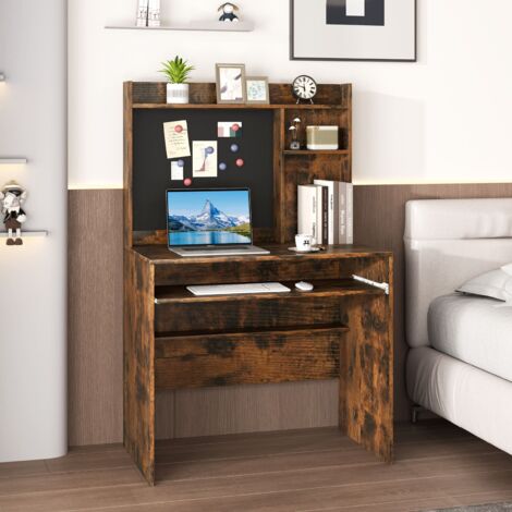 COSTWAY Computer Desk Home Office Desk w/Magnetic Bulletin Board-Coffee