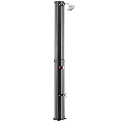 COSTWAY 60L Solar Heated Outdoor Shower 227cm Outdoor Shower w/Shower Head-Black