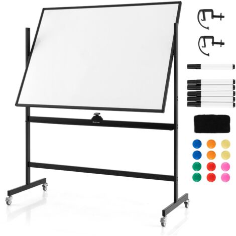 COSTWAY Double Sided Magnetic Whiteboard Adjustable Mobile Revolving Board with Magnets (1/5)