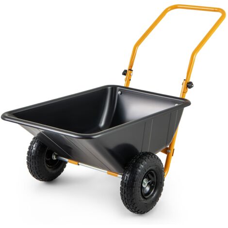 COSTWAY Dual-Wheel Wheelbarrow Heavy-Duty Garden Utility Cart-Black (1/5)