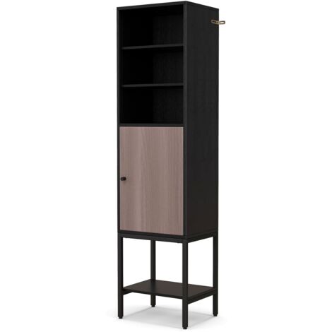 COSTWAY Tall Storage Cabinet Freestanding Cabinet w/Adjustable Shelf-Black