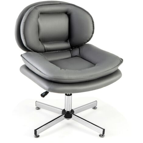 COSTWAY Home Office Chair Swivel Desk Chair Height Adjustable Task Vanity Chair-Grey (1/5)