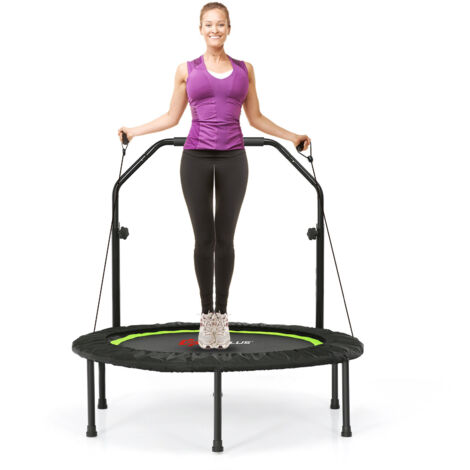 COSTWAY 103 cm Mini Trampoline Foldable Fitness Rebounder Home Gym with Handle