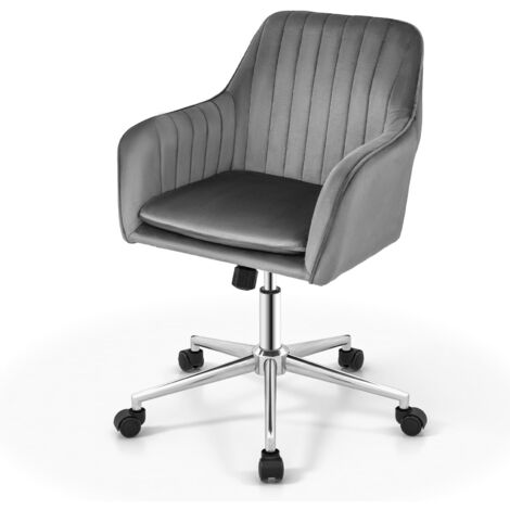 COSTWAY Ergonomic Swivel Computer Desk Chair Leisure Vanity Armchair-Grey
