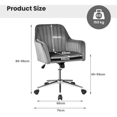 COSTWAY Ergonomic Swivel Computer Desk Chair Leisure Vanity Armchair-Grey
