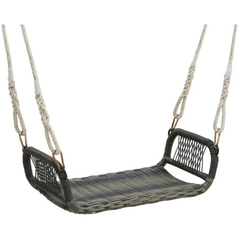 Patio Swing Bench Backless Rattan Woven Patio Wicker w/Hanging Ropes