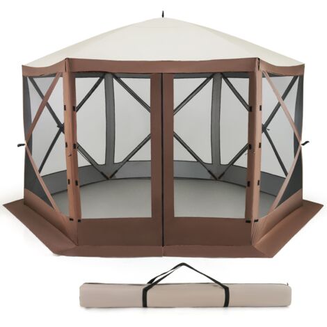 COSTWAY 350 x 230 cm Pop-up Gazebo Tent Outdoor Canopy Sun Shelter-Coffee (1/5)