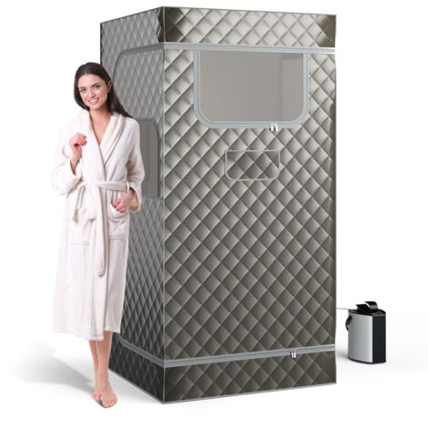 COSTWAY Portable Steam Sauna Home Full Body Sauna Box w/3L Steam Generator