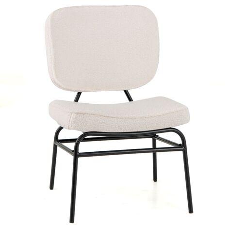 COSTWAY Upholstered Accent Chair Sherpa Reading Chair w/Sponge- White (1/5)