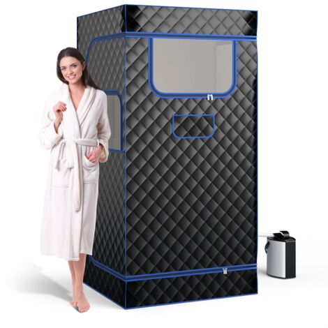 COSTWAY Portable Steam Sauna Home Full Body Sauna Box w/3L Steam Generator