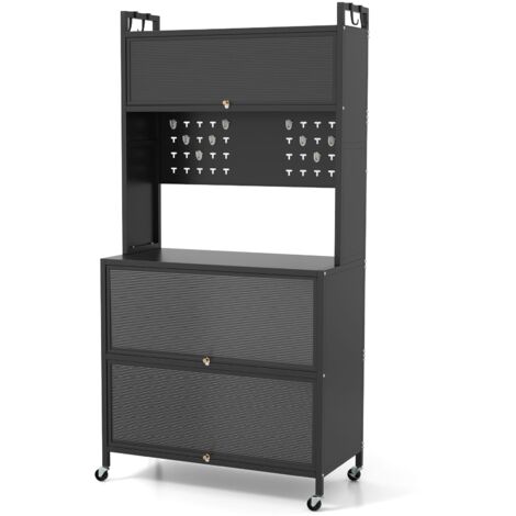 COSTWAY 5 Tier Kitchen Bakers Rack Multifunctional Microwave Stand-Black (1/5)