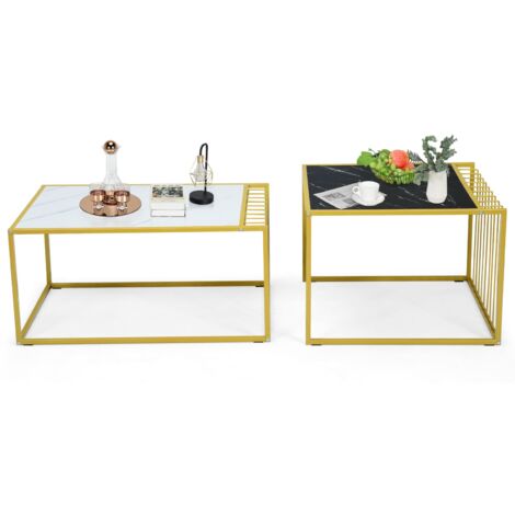COSTWAY Modern Nesting Table Stackable Side Coffee Table Set (1/5)