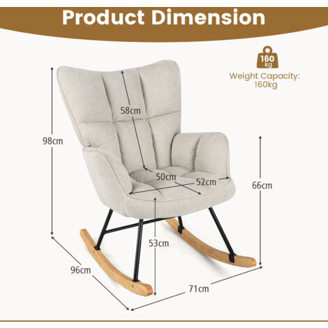 COSTWAY Linen Nursery Rocking Chair Modern Rocking Accent Chair Glider Rocker Armchair