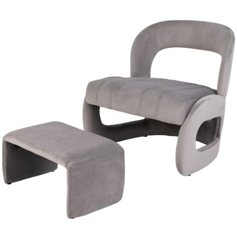 COSTWAY Accent Chair Upholstered Velvet Chair and Ottoman Set (1/5)