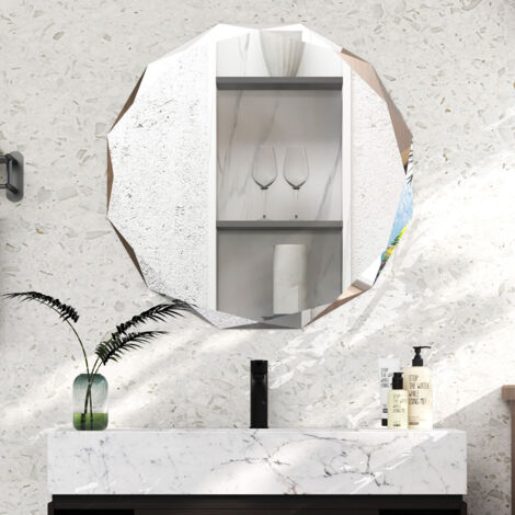 COSTWAY Premium Silver Polished Mirror Frameless Wall Mount Bathroom Vanity Mirror (1/5)