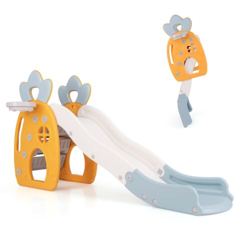 COSTWAY Freestanding Kids Slide Indoor Foldable Kids Slide with Climber