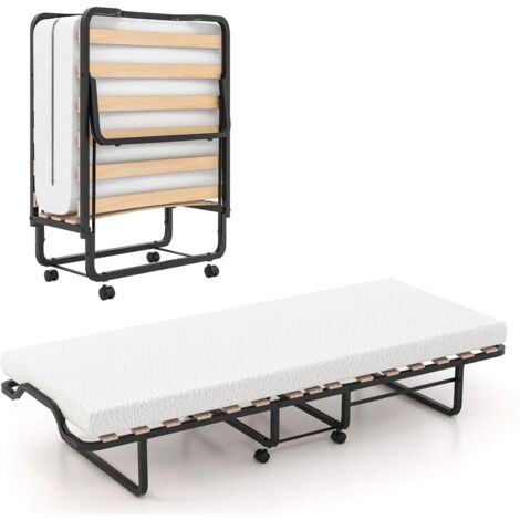 COSTWAY Folding Bed with Mattress Roll Away Guest Bed Adult (1/5)
