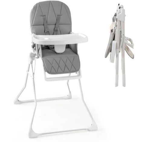 COSTWAY Foldable High Chair Easy Clean Compact Highchair with Tray-Gray