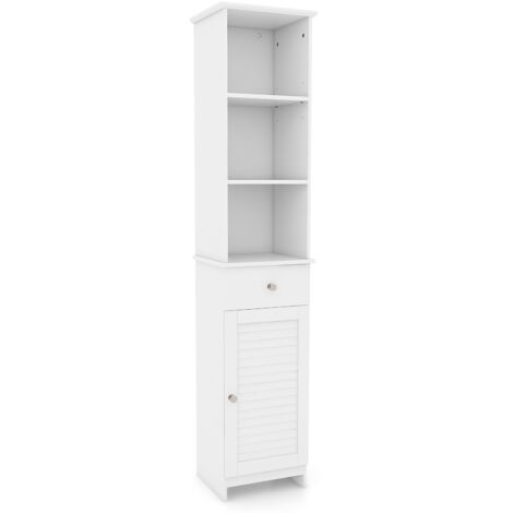 COSTWAY Freestanding Bathroom Storage Cabinet with 3 Open Shelves-White