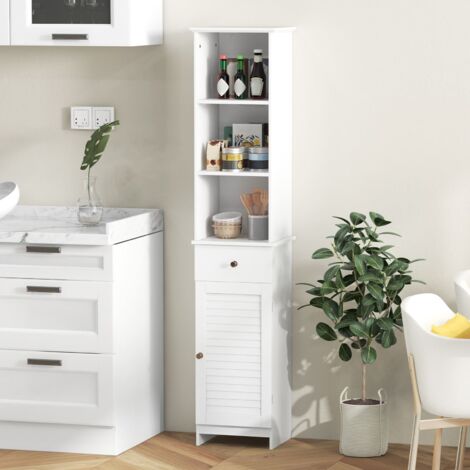COSTWAY Freestanding Bathroom Storage Cabinet with 3 Open Shelves-White