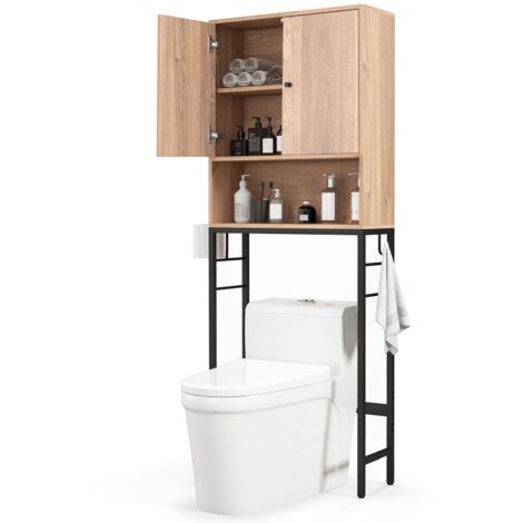 COSTWAY Over The Toilet Storage Cabinet Free Standing Toilet Rack-Natural