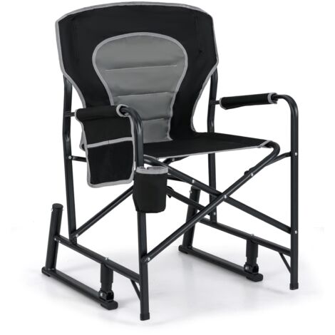 COSTWAY Outdoor Rocker Camping Chair Portable Foldable Rocking Chair-Black (1/5)