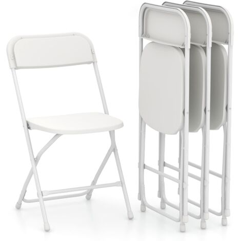 COSTWAY 4Pack Metal Folding Chairs Portable Patio Chairs w/ Plastic Seat & Back (1/5)