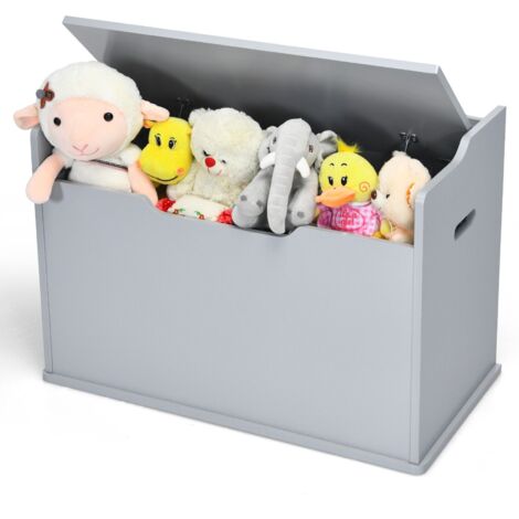 COSTWAY Large Wooden Toy Box Lift-Top Storage Chest Toy Organizer w/ Seating Bench