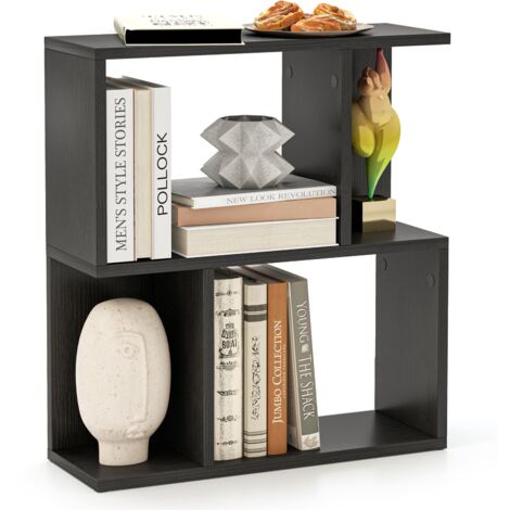 COSTWAY 3-Tier Bookshelf Display Shelf Home Office Freestanding Side Table Black