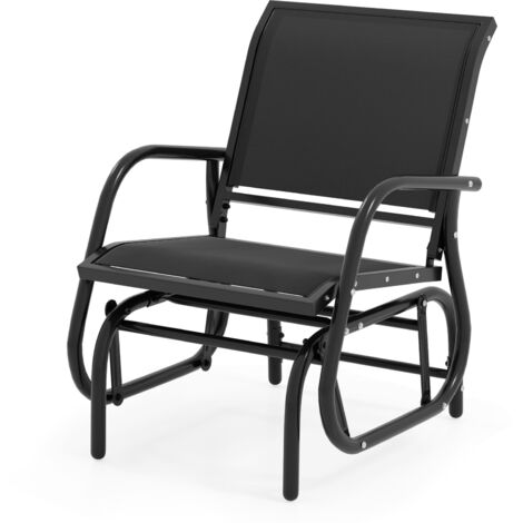 COSTWAY Swing Glider Chair Outdoor Rocking Chair w/ Study Metal Frame-Black (1/5)